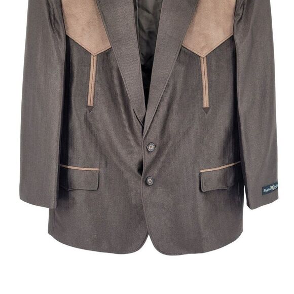 Buffalo Country Western Wear Mens Brown 36R Blazer Color Block Yoke Back Cowboy - Picture 6 of 12